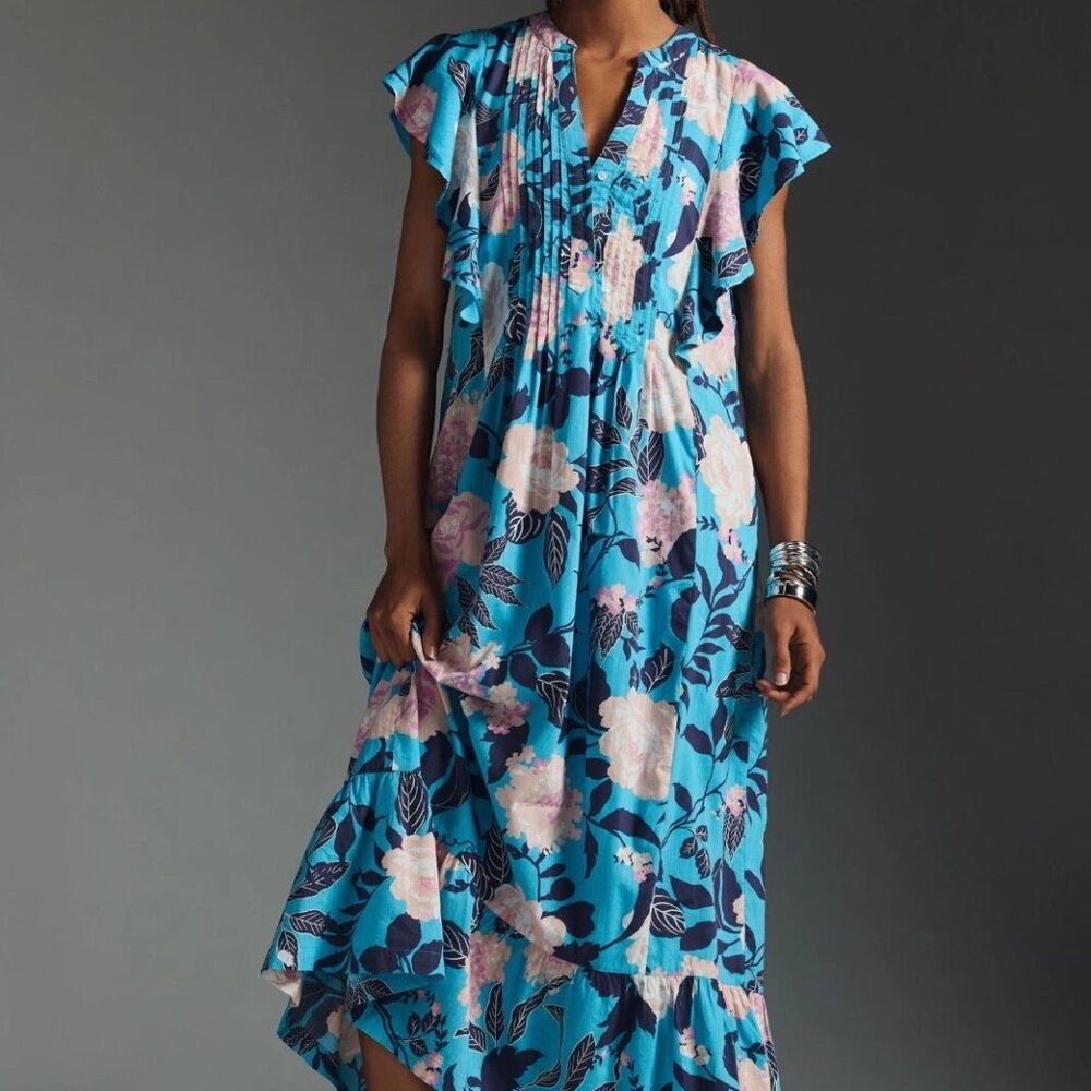Anthropologie Maeve - Size 2XL - Blue Floral BOTANICAL MOTIF Cassandra Maxi